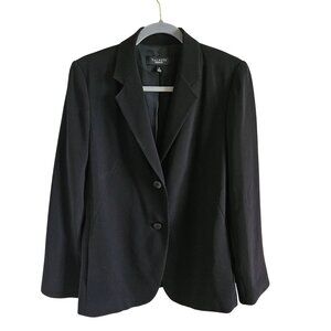 Talbots Woman Size 10 Classic 2 Button Lined Blazer Pockets Notched Collar Black